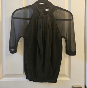 Dior Black Sheer Sleeve Blouse